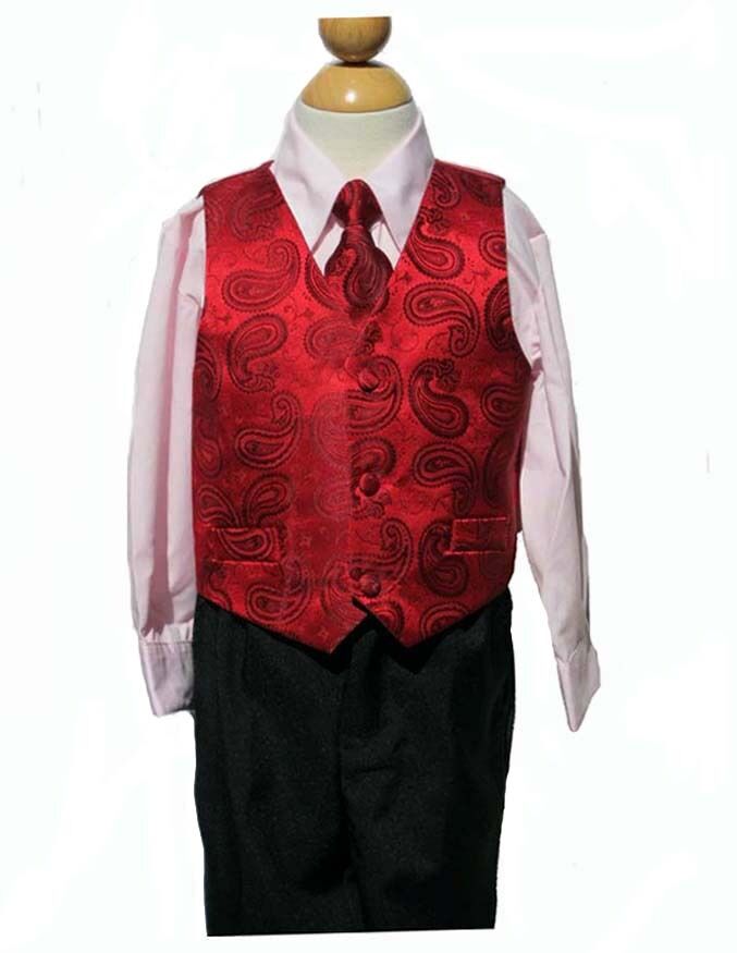 Boys Toddler Vest Suit Set, Red/ivory, Size:  X-large (18-24 Month)