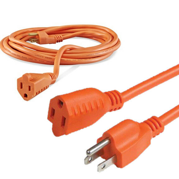 Extension Cable Electrical Cord Indoor/outdoor 5 6 8 10 15 20 25 50 75 100' Ft